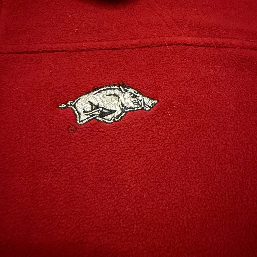 Columbia Arkansas Razorbacks Fleece Jacket Red Full Zip Mens XL NCAA Fan Gear - Picture 2 of 4